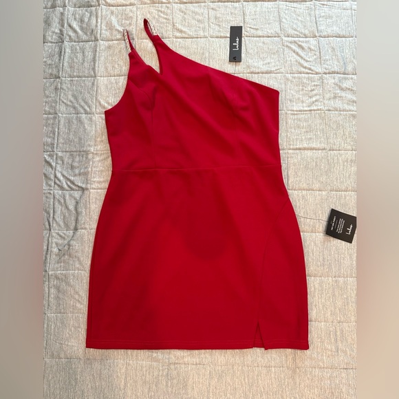 Lulus Glam Essence Red Rhinestone Cutout Mini Bodycon Dress - Size XL - Picture 2 of 4